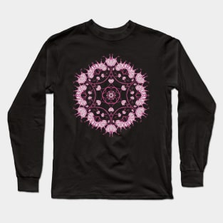 Elegant Floral Mandala Pink Flowers Long Sleeve T-Shirt